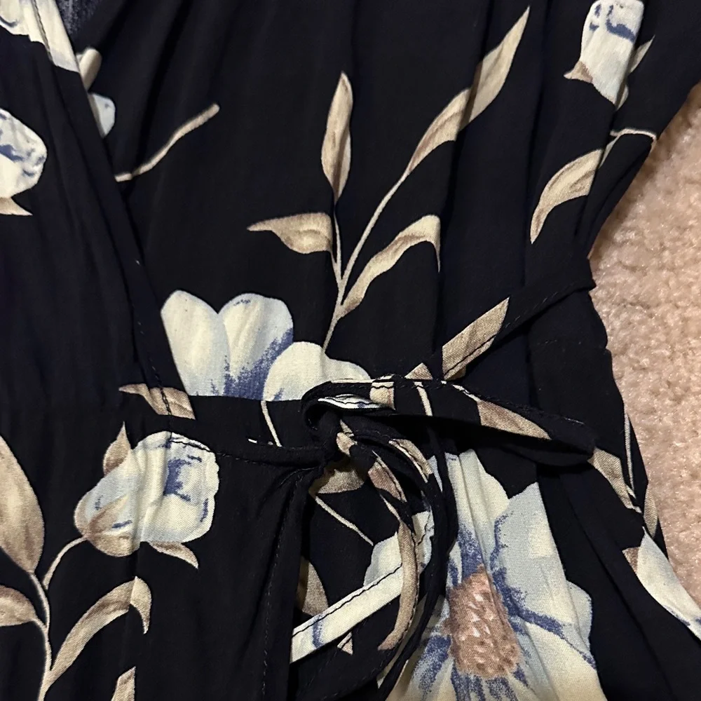 Lulus Lake Como Navy Floral High-Low Wrap Dress - Picture 4 of 14